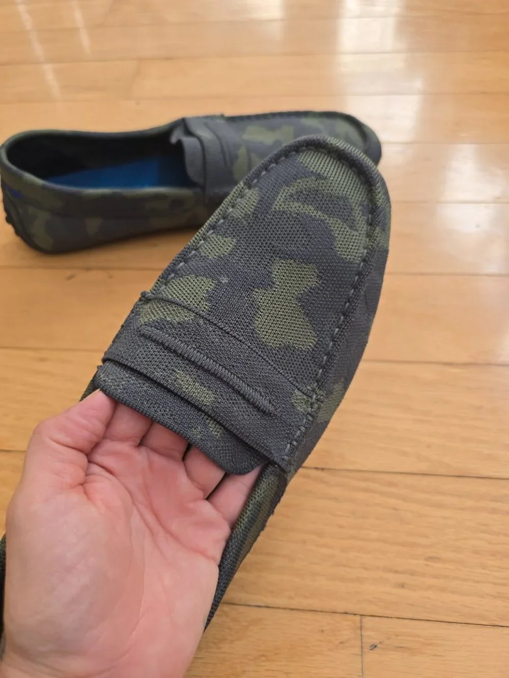 Rothy's | The Driving Camo Olive Green Knit Slip On Loafers | Men's 12